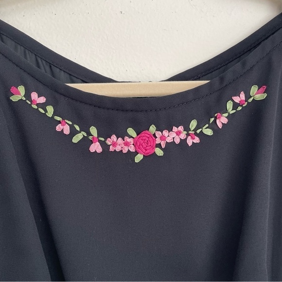 Jessica McClintock Gunne Sax y2k vintage little back dress mini short roses 4 - Picture 8 of 14